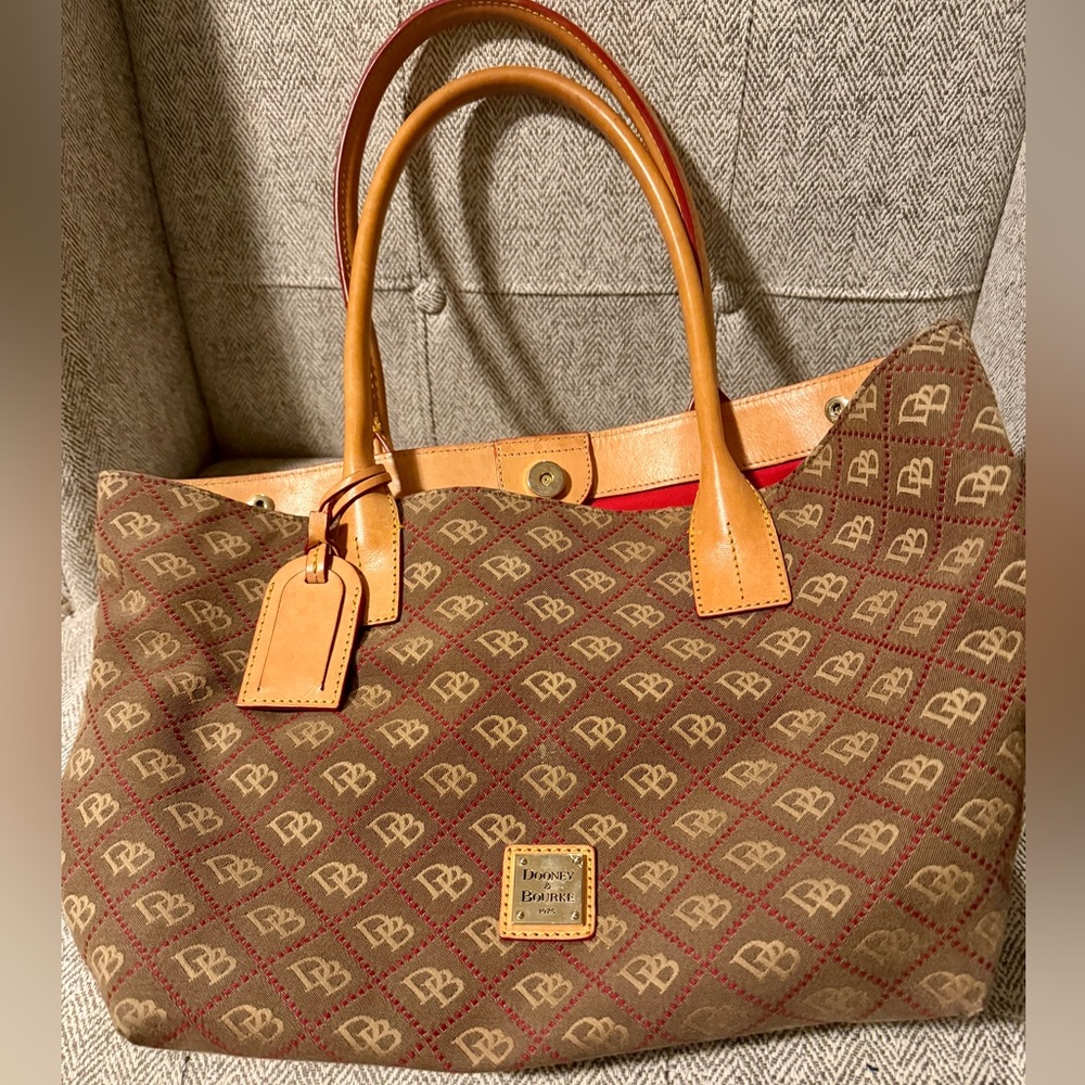Dooney & Bourke Monogrammed Brown and Tan Tote